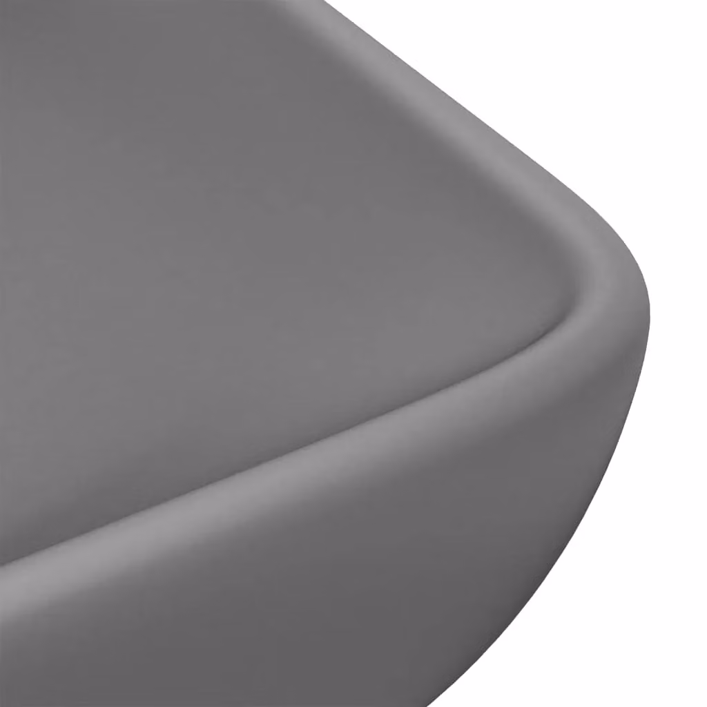 Berkfield Home Luxury Rectangular Ceramic Countertop Basin in Matt Dark Grey W: 71 cm, D: 38 cm – 3
