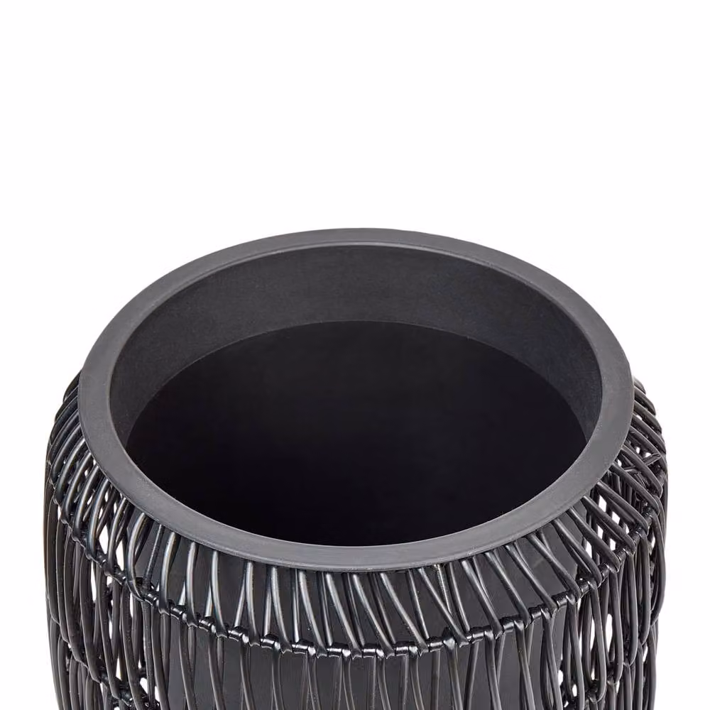Wyld and Coco Black PE Rattan Planter Set of 2 with Plastic Inserts – 5