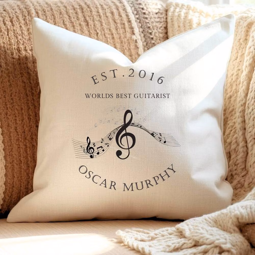 Aye Do Gifts Personalised Musicians Cushion in Beige, W/D/H: 40 x 40 x 40 cm – 2
