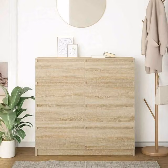 Berkfield Home Sonoma Oak Sideboard in Beige, W/D/H: 100 x 35 x 99 cm
