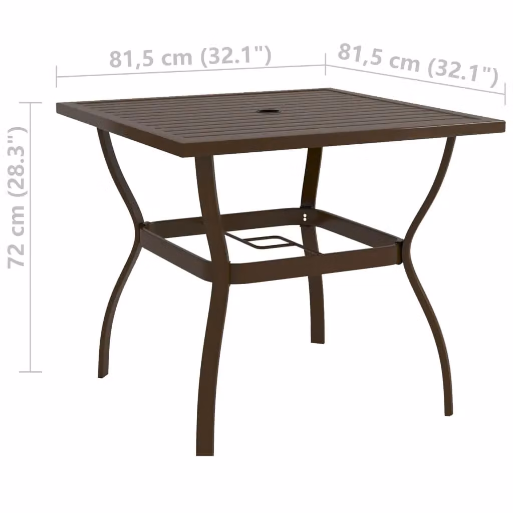 Berkfield Home Brown Steel Garden Table W/D/H: 81.5 x 81.5 x 72 cm – 3