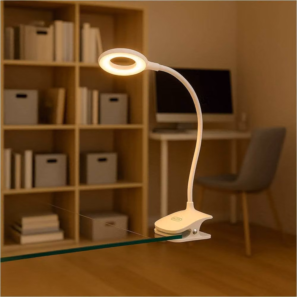 Loops 2 Pack Modern White LED Touch Table Lamps with Warm White Bulb Included – 2