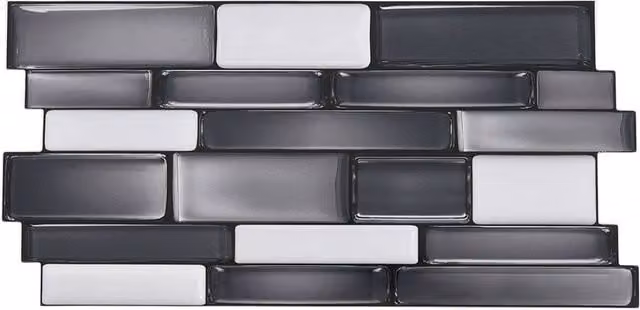 Living and Home 20Pcs Peel and Stick Marble Effect Mosaic Wall Sticker Splashback Tile in Dark Grey – 1