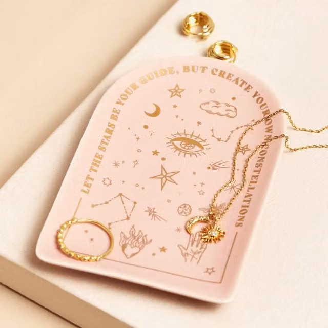 Lisa Angel Pink and Gold Celestial Arch Ceramic Trinket Dish