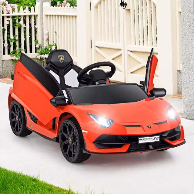 Costway Lamborghini Electric Ride on Car with Remote Control and Light and Sound Effects in Red