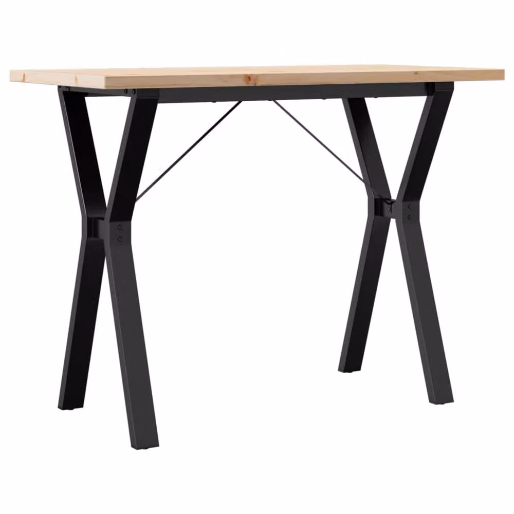 Berkfield Home Rustic Rectangular Dining Table with Y-Frame, Solid Pine and Steel, Brown, W: 100 cm, D: 50 cm, H: 75.5 cm – 2