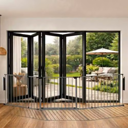 Safetots Premium Multi Panel Room Divider with Swing Door, Grey, Width: 181 cm, Height: 70 cm – 2
