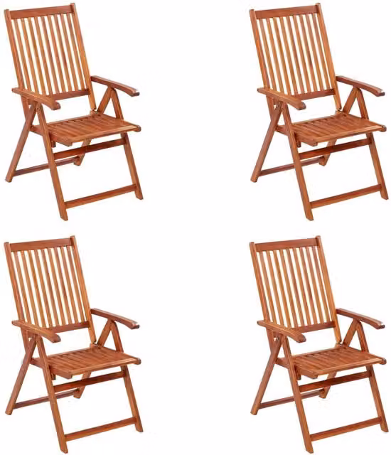 Berkfield Home Set of 4 Folding Garden Chairs in Brown Oiled Acacia Wood – 1