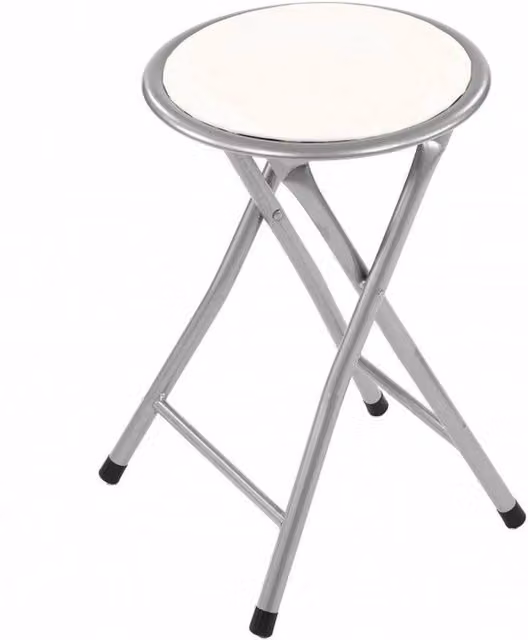 FLAVORA White Foldable Padded Bar Stool with Metal Frame