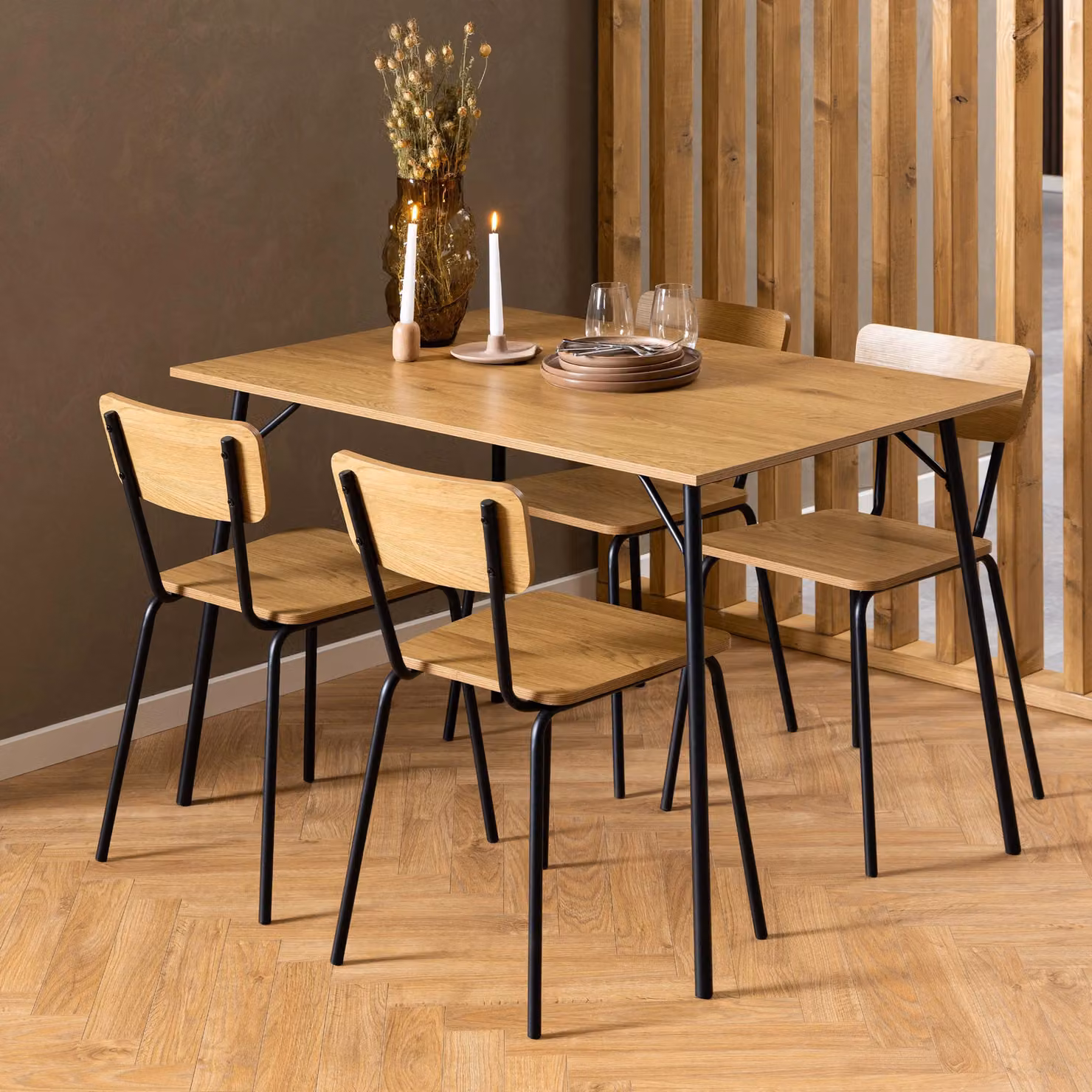Furniture To Go Peru Dining Chair Set of 2 in Light Oak and Black Steel – 2