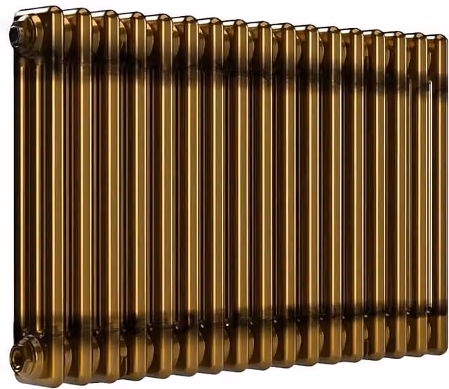 Lux Heat Horizontal 3 Column Steel Radiator in Gold and Brown, W: 78.5 cm, H: 50.0 cm