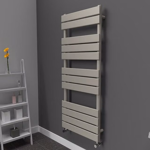 Lux Heat Flat Coloured Towel Radiator in Grey, W: 50 cm, H: 120 cm