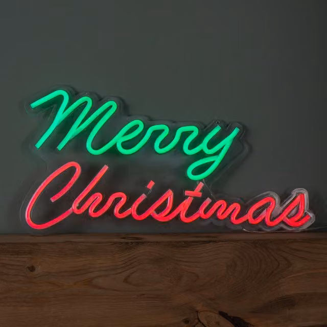 Samuel ALEXANDER Merry Christmas Neon Flex Light Up Sign in Green and Red, 50 cm – 1