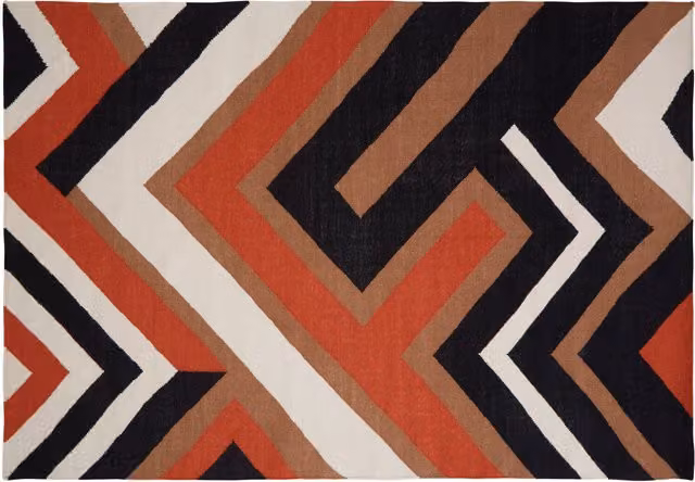 Orsina Bosie Villon Geometric Zig Zag Pattern Woven Round Rug, Multicolour, Diameter: 100 cm – 1