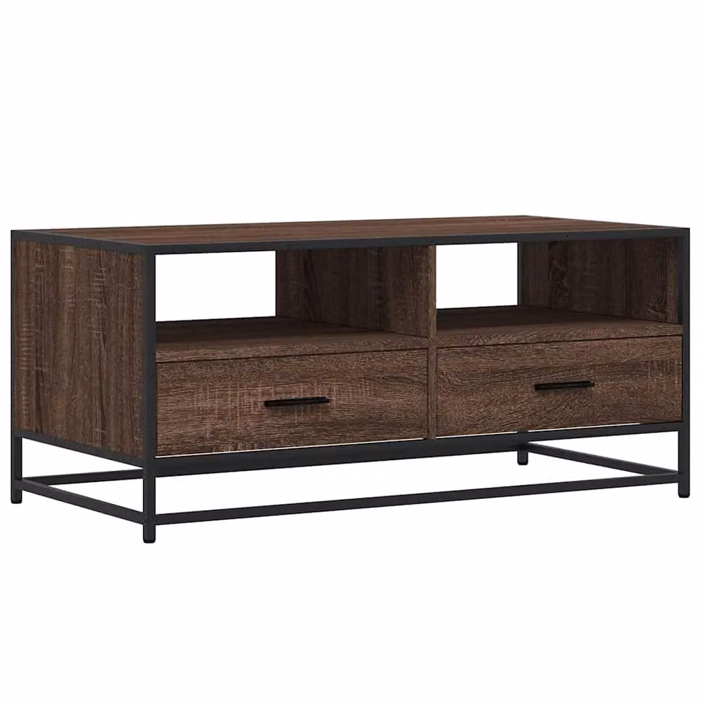 Berkfield Home Industrial Coffee Table in Brown Oak, W/D/H: 100 x 50 x 45 cm – 2