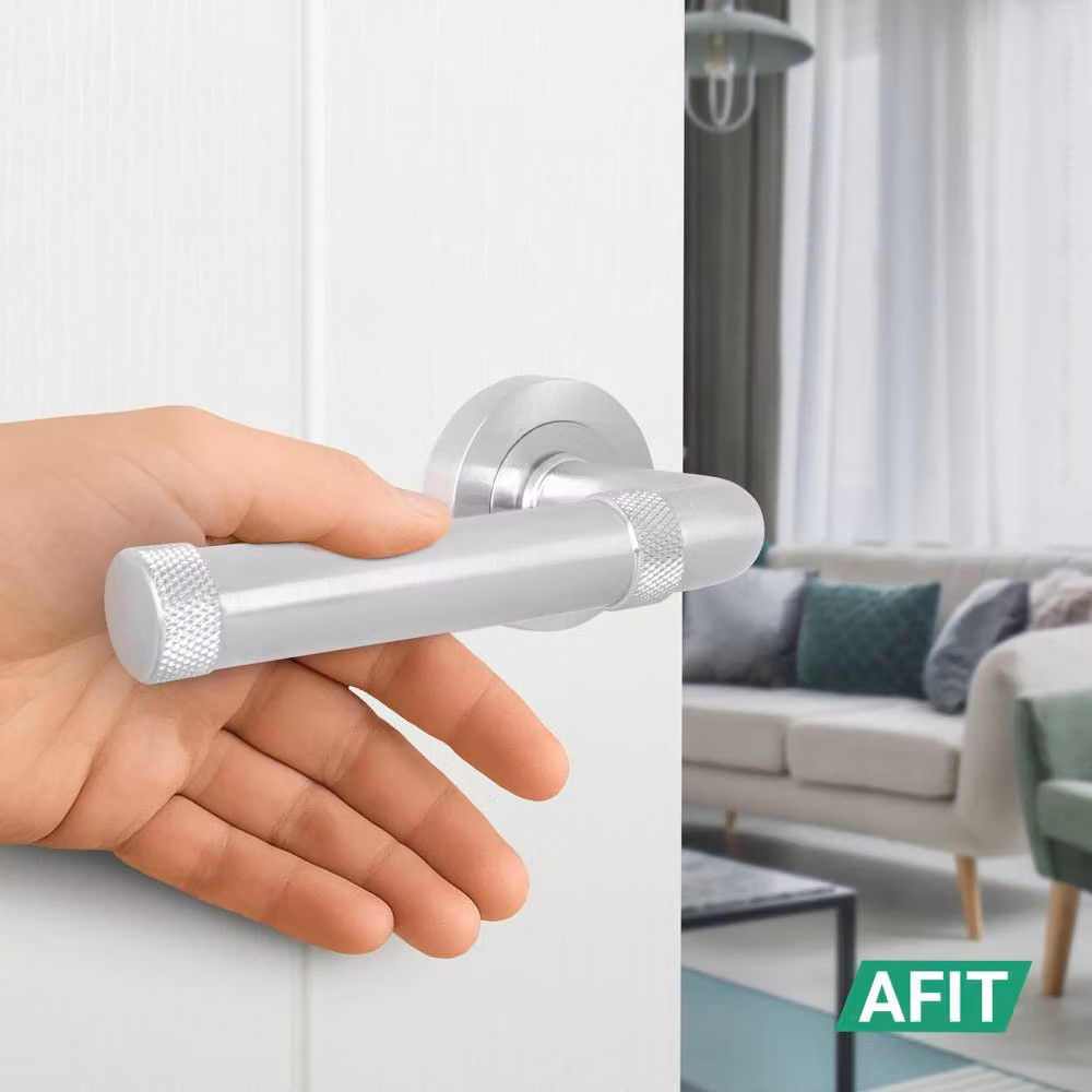 AFIT Satin Nickel Fire Door Handle, Silver Brushed Aluminium Internal Lever On Rose, 150 x 150 mm – 4