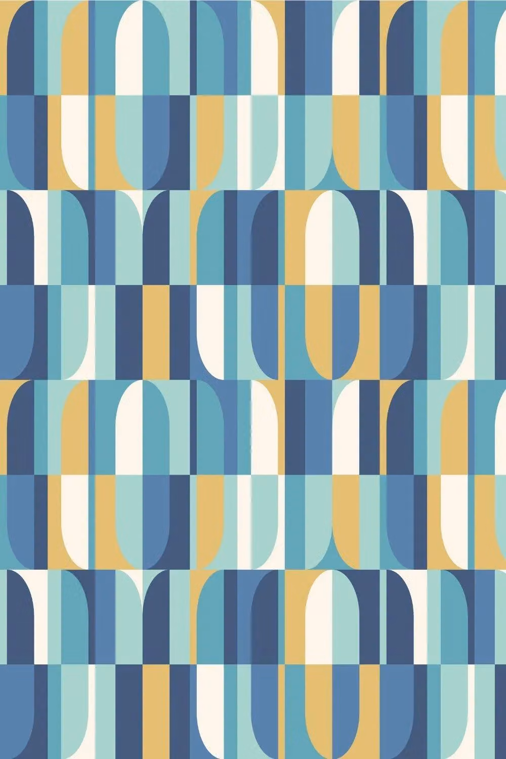 Hoopla Walls Building Blocks Matt Wallpaper in Indigo Blue Geometric Retro Design – 2