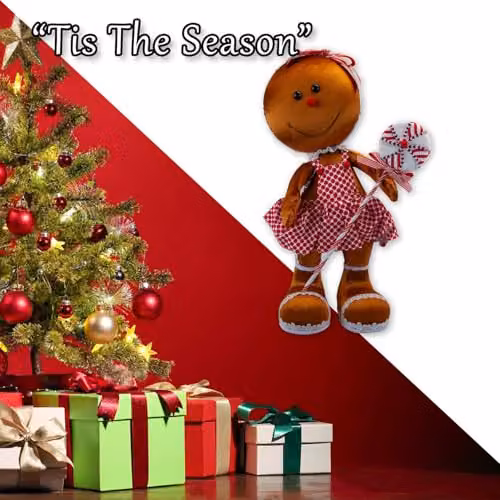 VFM e-Store Christmas Gingerbread Woman Decoration in Red, Brown and Multicolour, H 60 cm x W 26 cm – 5