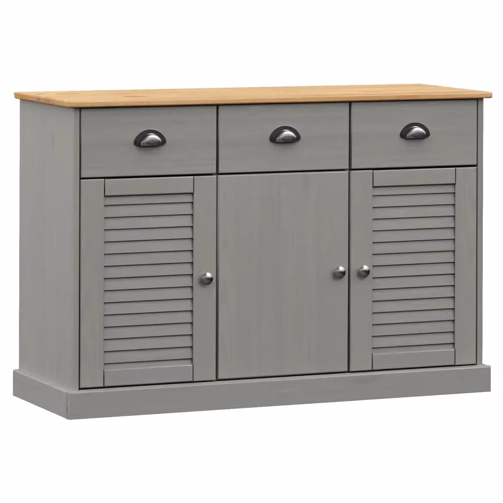 Berkfield Home VIGO Sideboard with Drawers in Grey Solid Pine Wood, W/D/H: 113 x 40 x 75 cm – 2