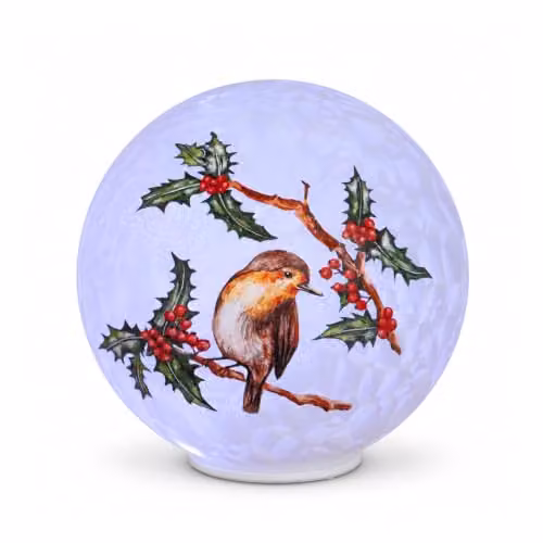 Samuel Alexander Light Up Christmas Glass Robin Bauble with Cool White LEDs, Diameter: 20 cm – 3
