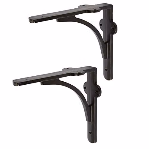 Hammer and Tongs Curved Iron Shelf Bracket, Matt Black, Pack of 2 – 1