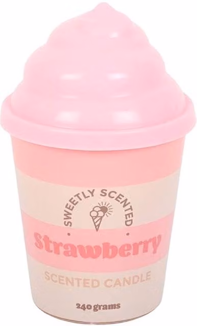 Something Different Strawberry Ice Cream Scented Candle in Pink