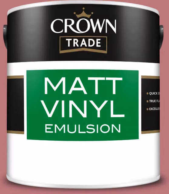 Crown Trade Rhubarb Rose Matt Water Based Dispersion Paint, 2.5 l