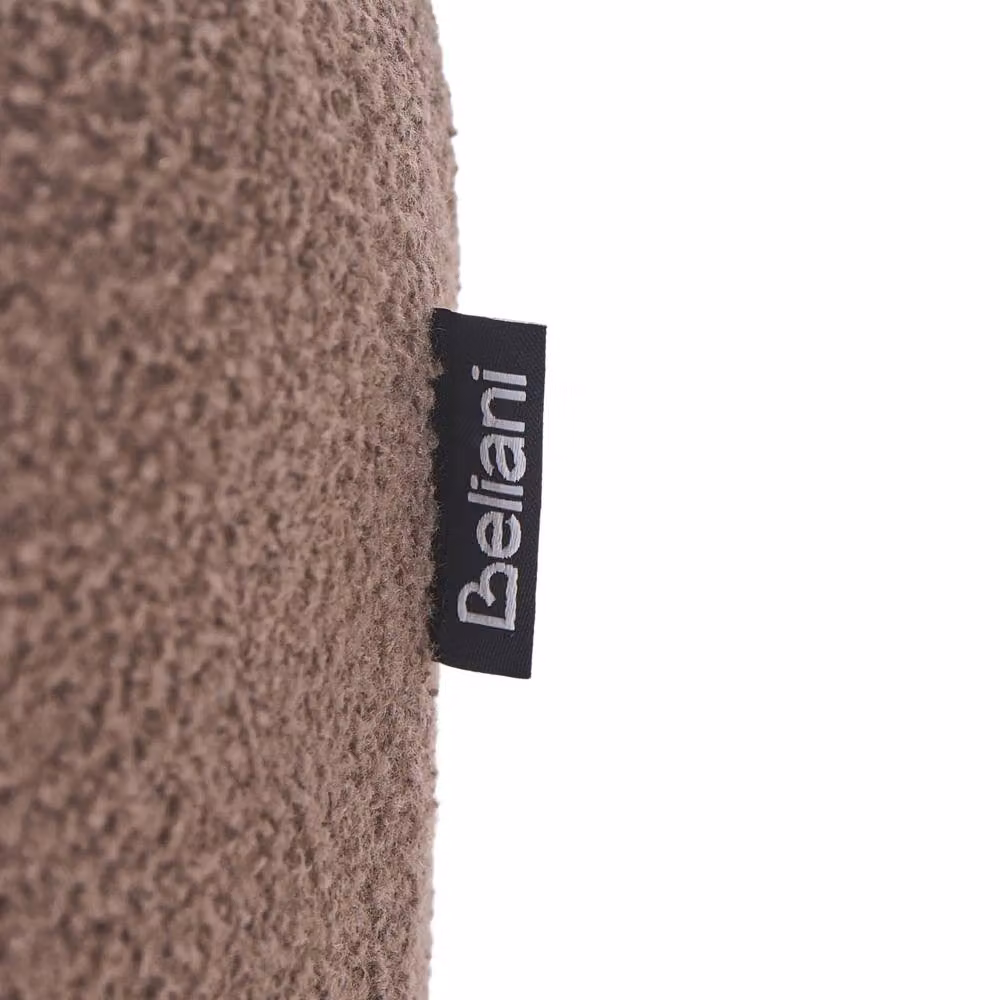 Wyld and Coco Brown Bouclé Cylindrical Footstool Pouffe with Upholstered Legs – 3