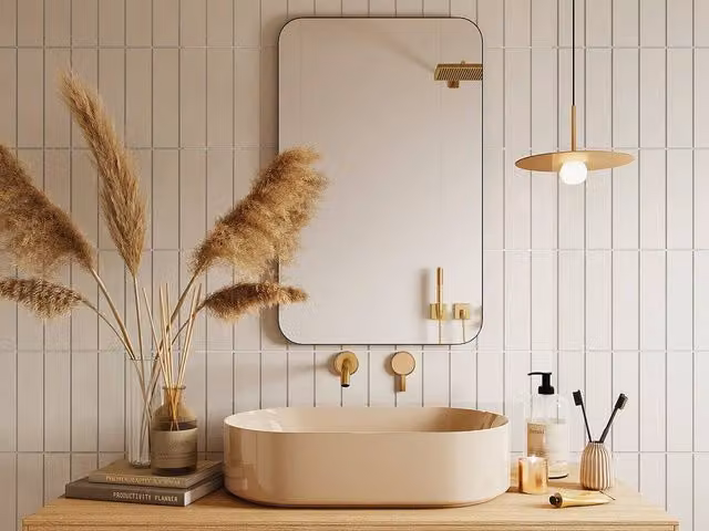Vente-unique Modern Rectangular Bathroom Mirror with Black Metal Surround, W: 50 cm, H: 80 cm