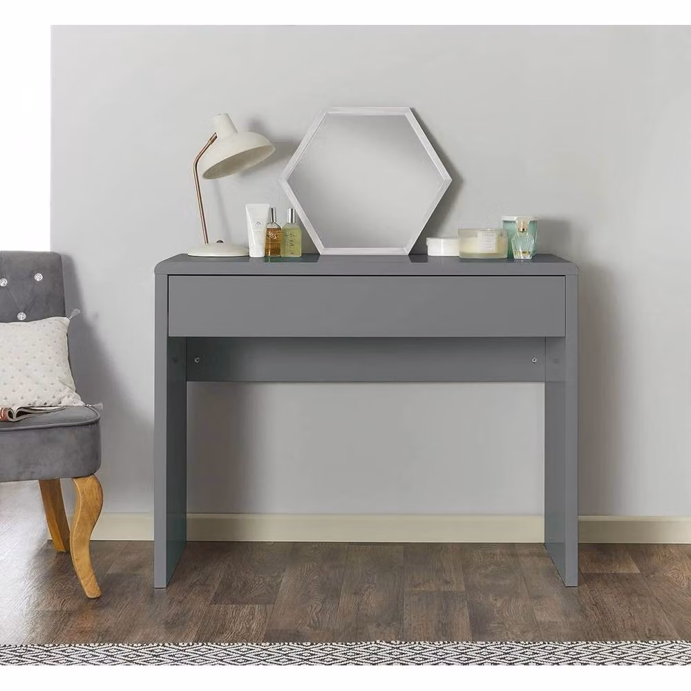 FORGEVIO Grey Gloss Dressing Table and Modern Hallway Console Desk – 4