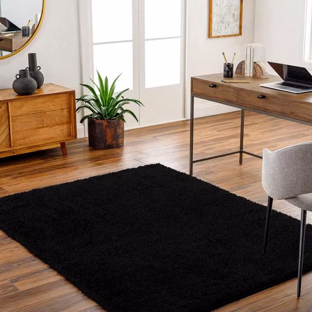 Livabliss Moda Shag Soft Plush Pile Rectangular Living Room and Bedroom Rug in Black, W: 200 cm, D: 275 cm – 1