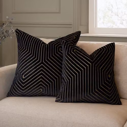 Paoletti Evoke Black Velvet Square Cushion with Polyester Filling, 55 x 55 cm – 5