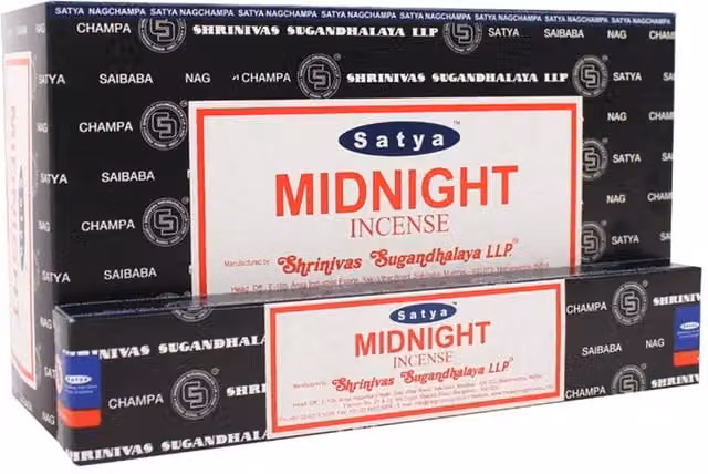 Satya Midnight Incense Sticks, 12 Pack, Black