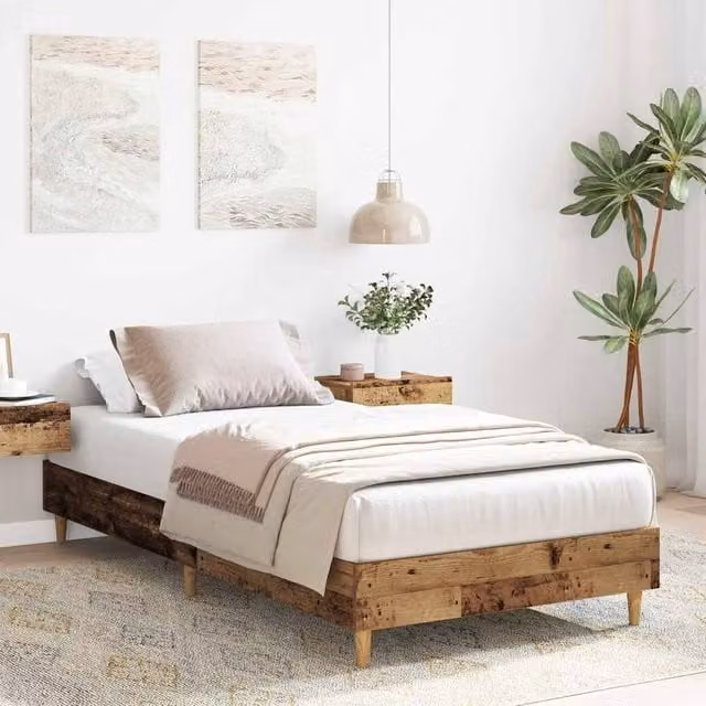 Berkfield Home Rustic Small Single Bed Frame in Brown, W/D/H: 80 x 190 cm