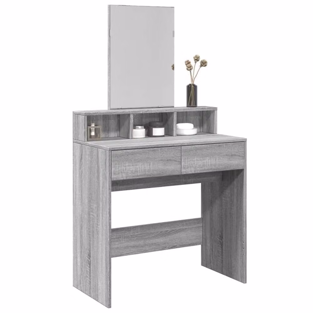 Berkfield Home Beautiful Dressing Table with Mirror in Grey Sonoma, W: 80 cm, D: 41 cm, H: 144.5 cm – 2