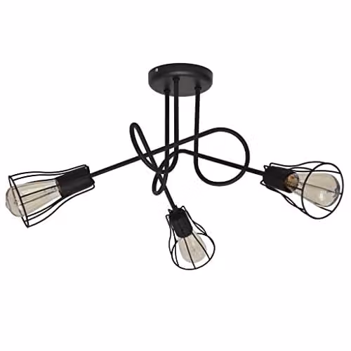 Netlighting Helam Oxford Multi Arm Semi Flush Ceiling Light in Black, Diameter: 56 cm