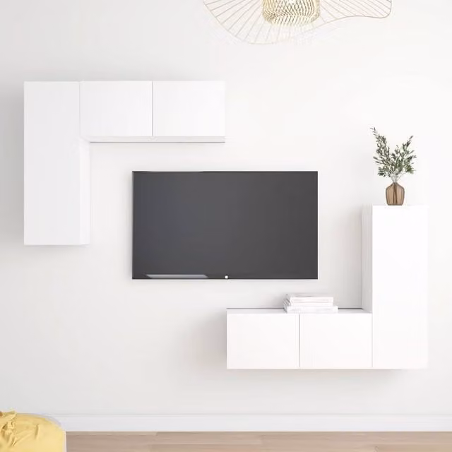 Berkfield Home 4 Piece Modern White TV Cabinet Set in Engineered Wood