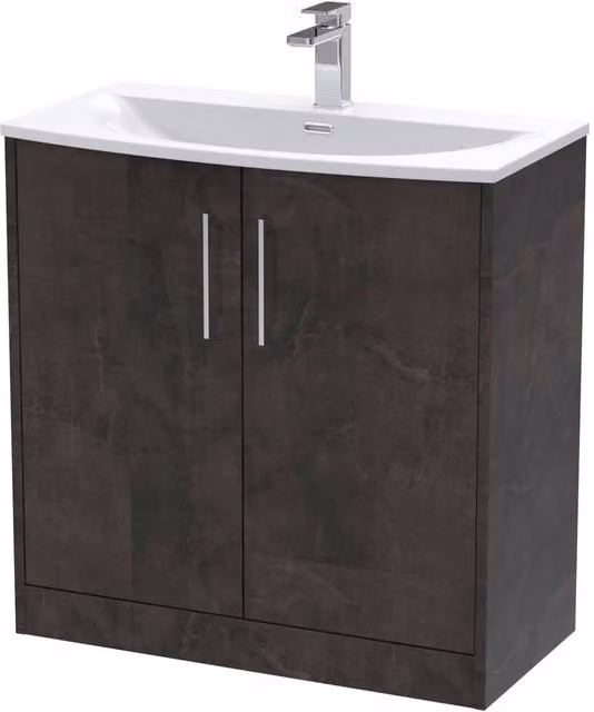 Balterley Winshill Contemporary 2 Door Floor Standing Vanity Basin Unit in Matt Grey, Width: 80 cm