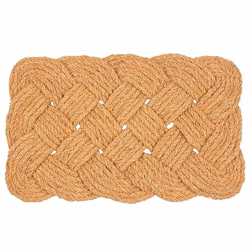 Nicola Spring Coir Knotted Door Mat in Brown and Beige, W: 68 cm, D: 43 cm