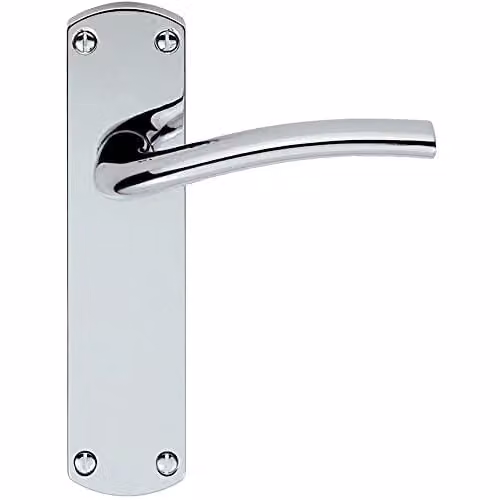 Loops Rounded Curved Bar Handle on Latch Backplate in Polished Chrome, W: 170 mm, H: 42 mm