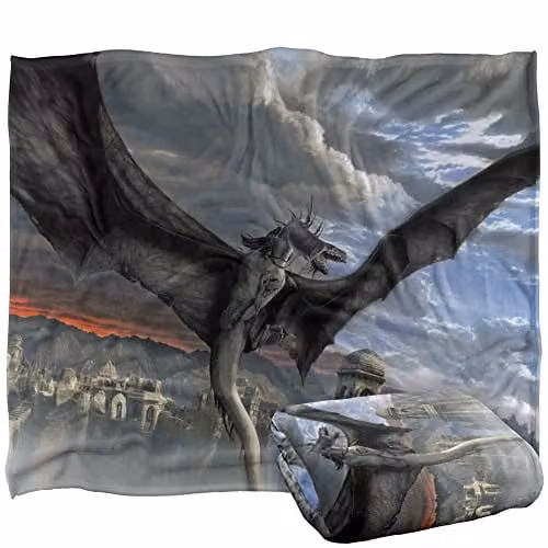 LOGOVISION Lord of the Rings Fellbeast Throw Blanket, Multicolour and White, W/D/H: 152 x 127 cm