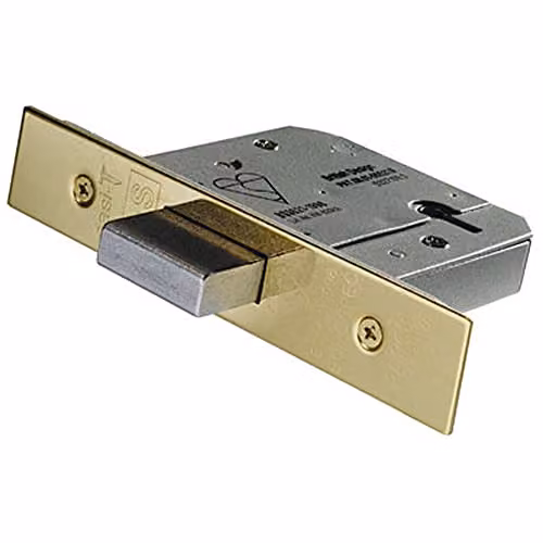 Loops 64mm 5 Lever BS Mortise Deadlock in Brass and Stainless Steel