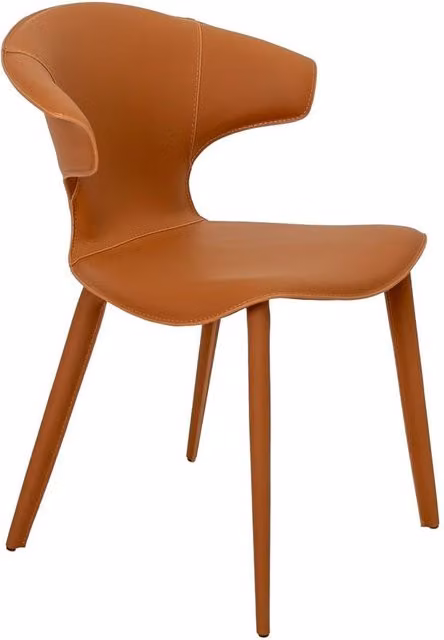 Angel Cerdá S.L. Modern Orange Regenerated Leather Dining Chair with Metal Frame