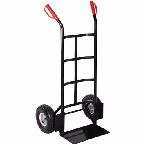 tectake Heavy-Duty Steel Sack Barrow with Pneumatic Tyres in Black – 1