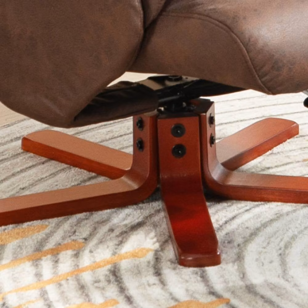 STILVORA Manual Recline Recliner Chair and Footstool Set in Brown – 9