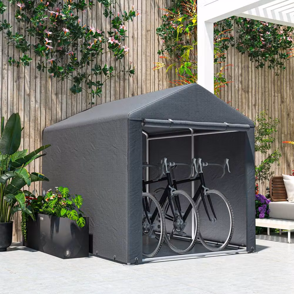 Rolipo Outdoor Storage Tent with Accessories, Dark Grey, W: 220 cm, D: 160 cm, H: 220 cm – 8