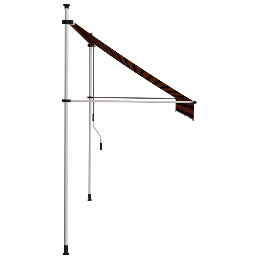 Berkfield Home Manual Retractable Folding Arm Awning in Orange and Brown Striped Polyester with Steel Frame, Width: 250 cm – 2