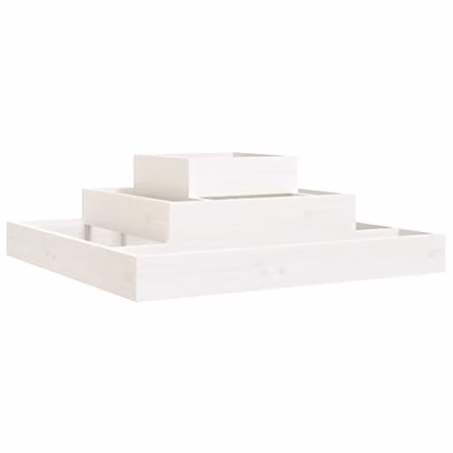 vidaXL White Wooden Planter Tub W: 80 cm, D: 80 cm, H: 27 cm – 1