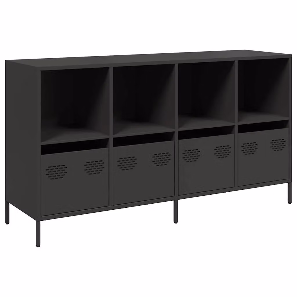 Berkfield Home Industrial Sideboard in Black Matt Cold-rolled Steel, W/D/H: 135 x 39 x 73.5 cm – 2