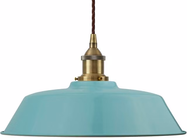 SE Home Chancery Pendant Light in Duck Egg Blue with Antique Brass and Brown Twisted Details